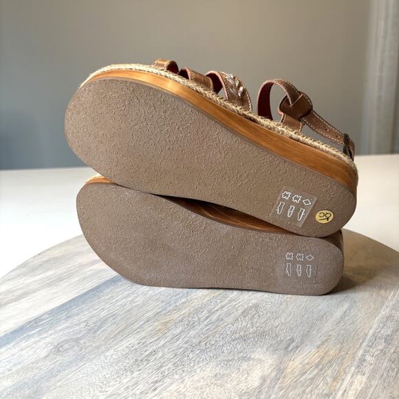 Bed Stu Necessary Wedge Sandals Tan Rustic Nectar Lux Leather Women’s Size 6 - Picture 11 of 12